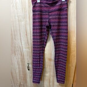 LULULEMON striped space dye leggings plum size 8 medium rise with full length